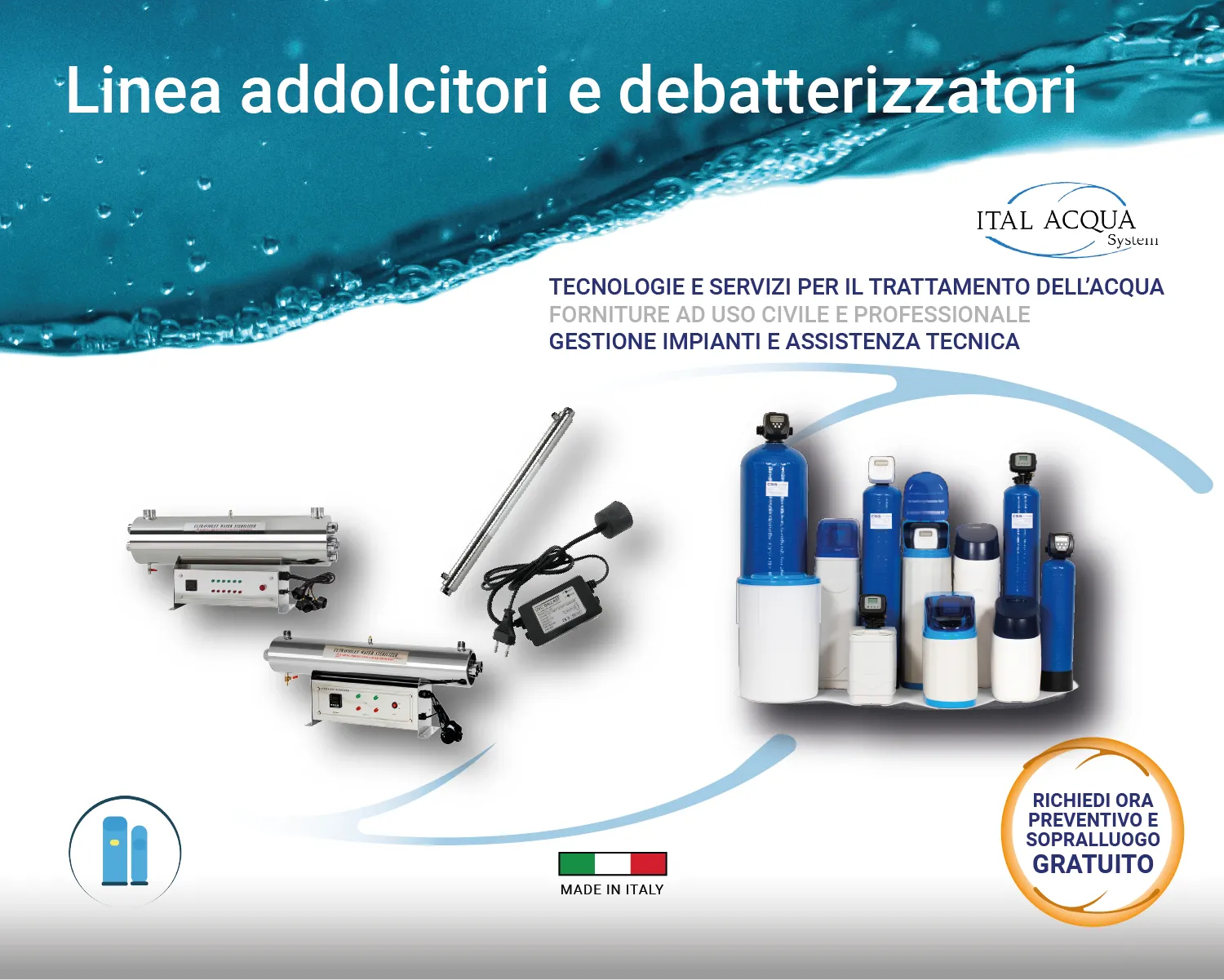 Ital Acqua System banner linea addolcitori e debatterizzatori